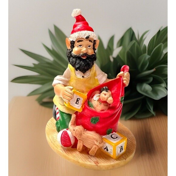 Santas Helpers 4" Christmas Figurine WOOD TOY MAKER Ltd Edition Collectible Vtg - Picture 1 of 12